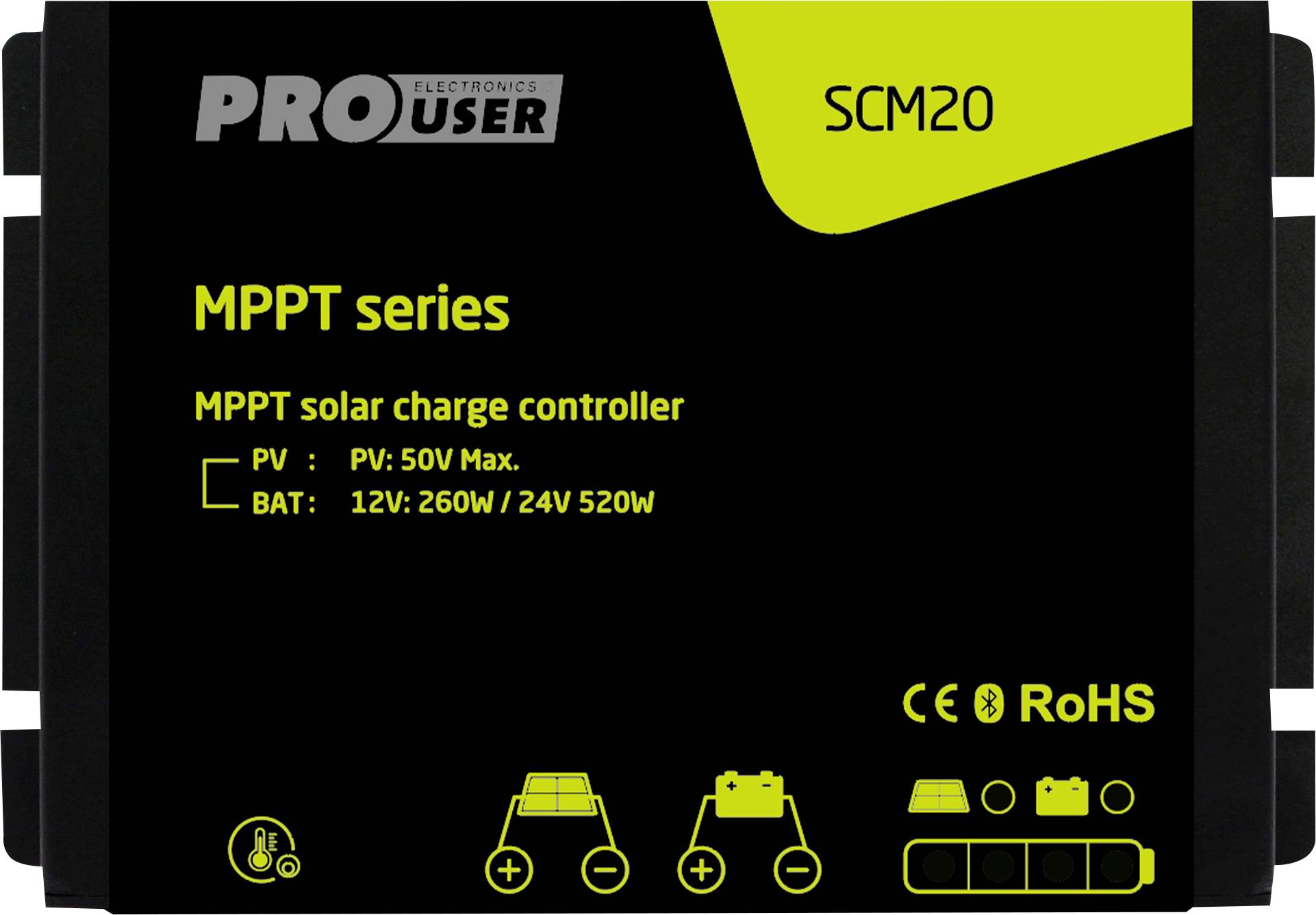 Сонячний контролер заряду ProUser SCM20 MPPT 12 В/DC, 24 В/DC 20 мА