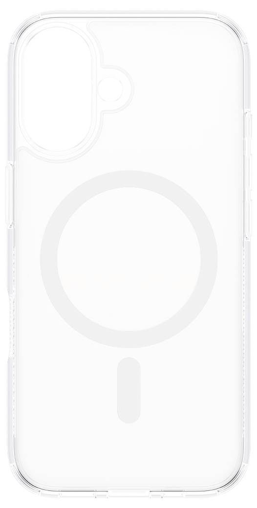 Przezroczyste etui na telefon z okrągłym wzorem wskazującym na kompatybilność z MagSafe.