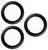 Trzy czarne pierścienie z białym centrum na białym tle, ułożone symetrycznie.