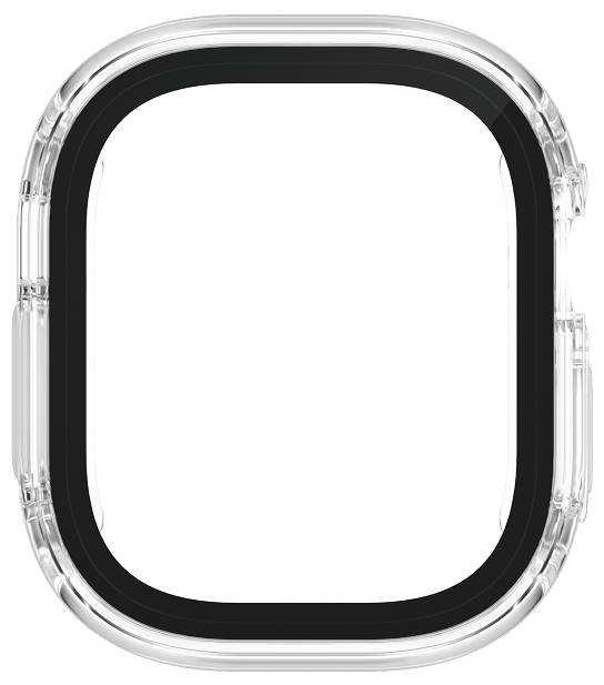 Przezroczysta, prostokątna ramka z zaokrąglonymi rogami i czarnym obramowaniem wewnętrznym.