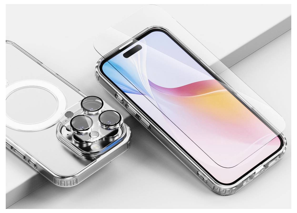 Dwa nowoczesne smartfony z błyszczącymi obudowami i szkłami ochronnymi leżą obok siebie. Jedno z urządzeń wyświetla kolorowy ekran.