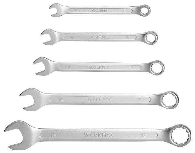 Набір комбінованих ключів WorkPro WP202500, 5 предметів. Розмір ключів (метрична система) (лише назва) 6 - 15 мм