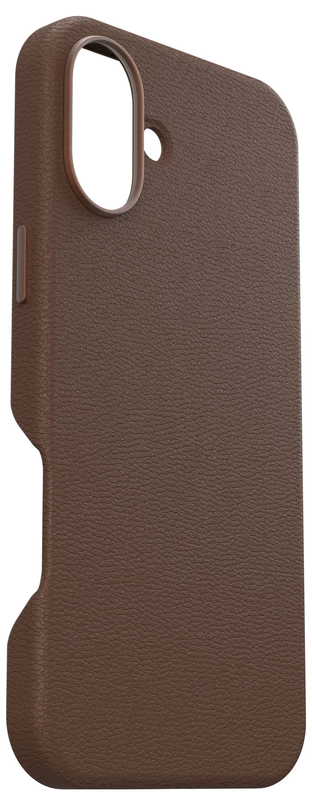 Brązowe etui na telefon z teksturowanym wzorem, dopasowane do smartfona.