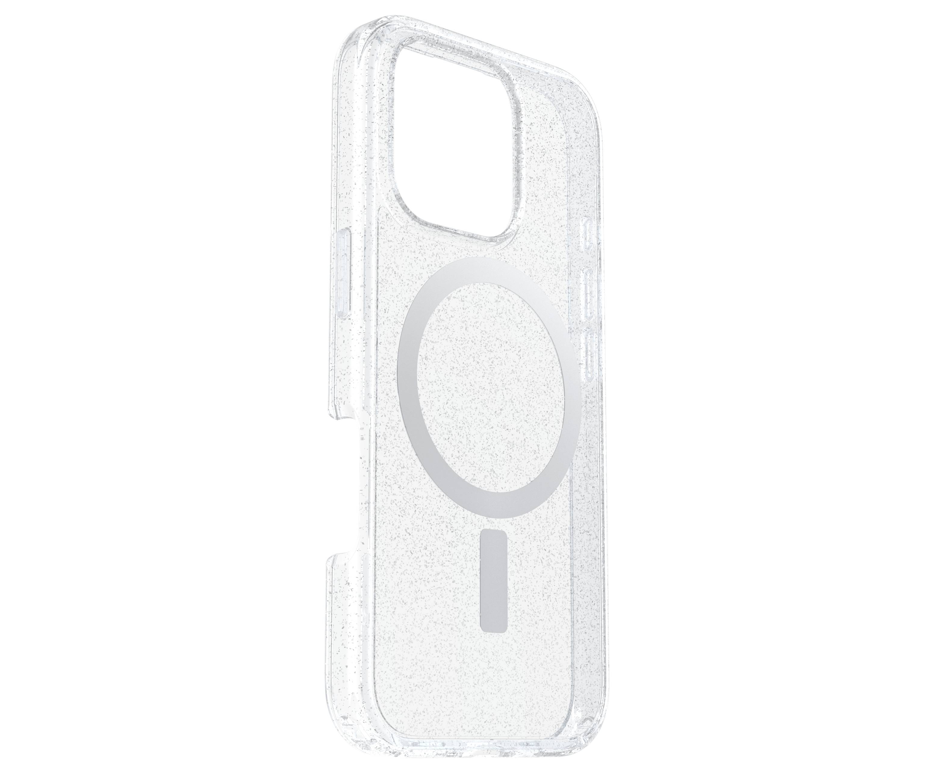 Przezroczyste etui na telefon z okrągłym wzorem, kompatybilne z technologią MagSafe.