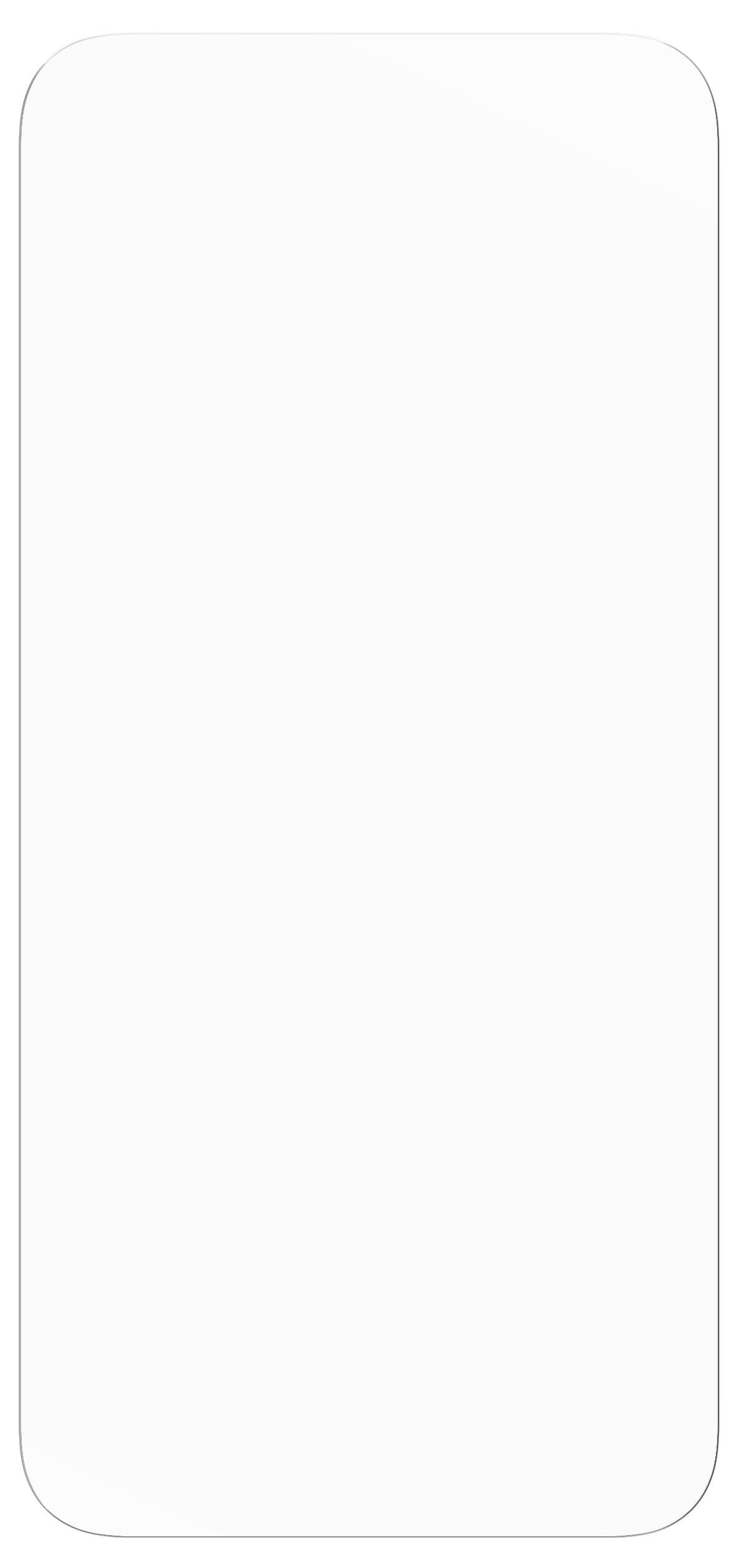 Biały, pionowy prostokąt z zaokrąglonymi rogami, prawdopodobnie pusty ekran smartfona lub innego urządzenia.