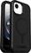 Czarny futerał ochronny telefonu OtterBox pokazany z przodu i z tyłu, z dużym wycięciem na aparat i designem pierścienia w stylu MagSafe.