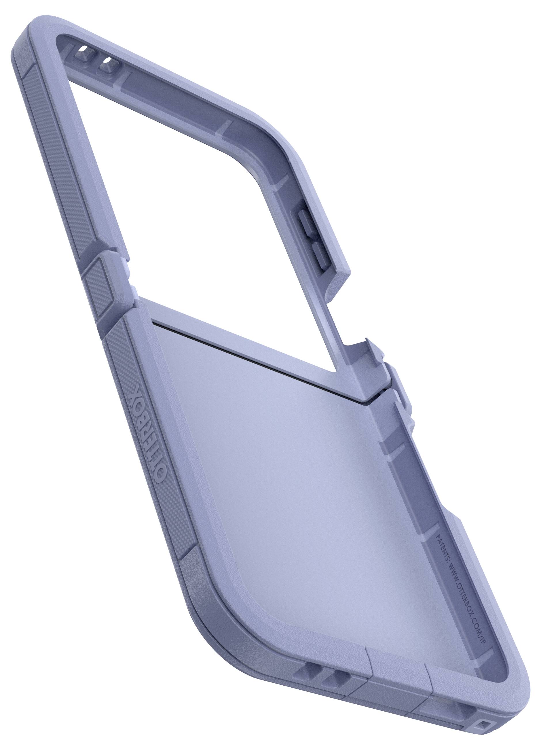 Solidna, jasnoniebieska obudowa na telefon z wyprofilowanymi krawędziami i wytłoczonym logo 'Otterbox' z boku. Etui ochronne do urządzeń mobilnych.