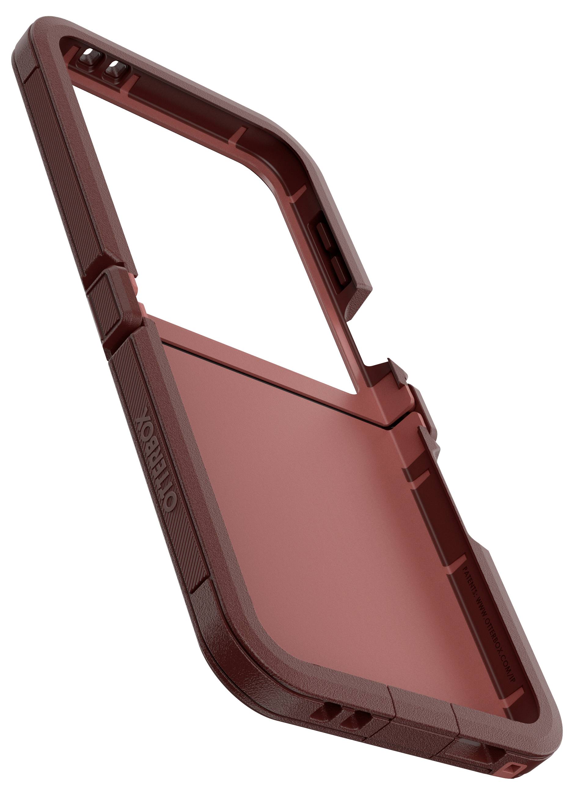 Czerwone etui ochronne firmy OtterBox, o wstrząsoodpornej konstrukcji i solidnym wykonaniu, dopasowane do smartfonów.