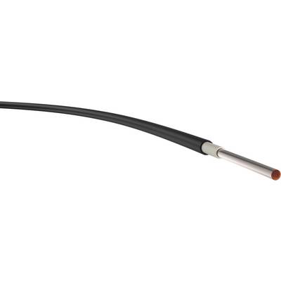 Czarny kabel ukazuje wewnętrzne miedziane oplecenie oraz warstwę izolacyjną, nadając się do instalacji elektrycznych.