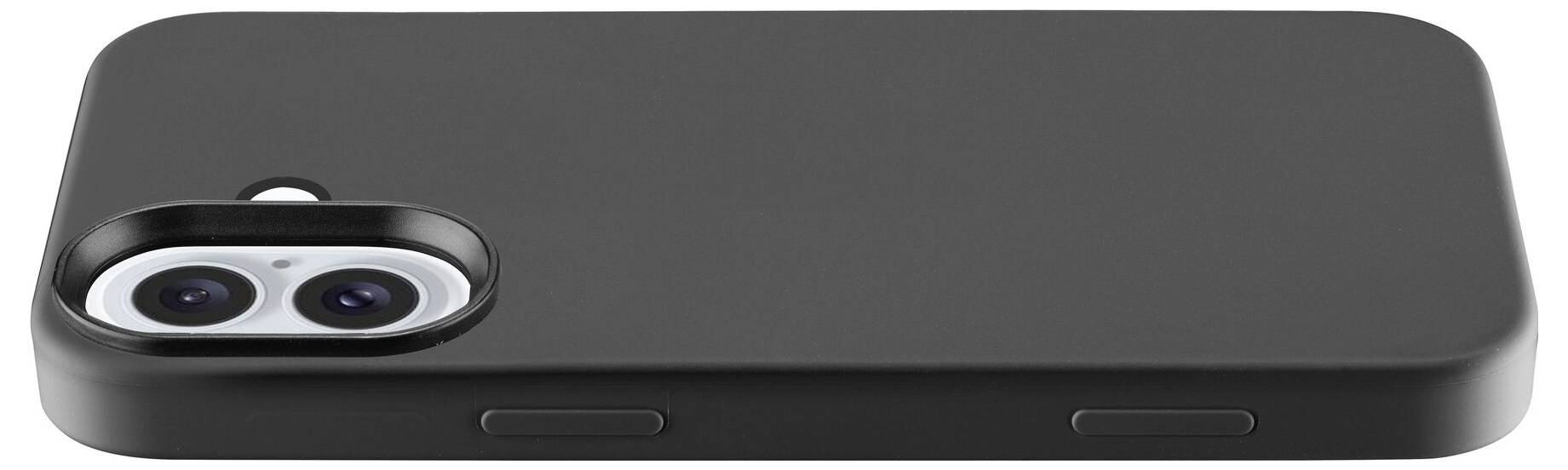 Czarny pokrowiec na smartfona z dwoma obiektywami aparatu z tyłu.