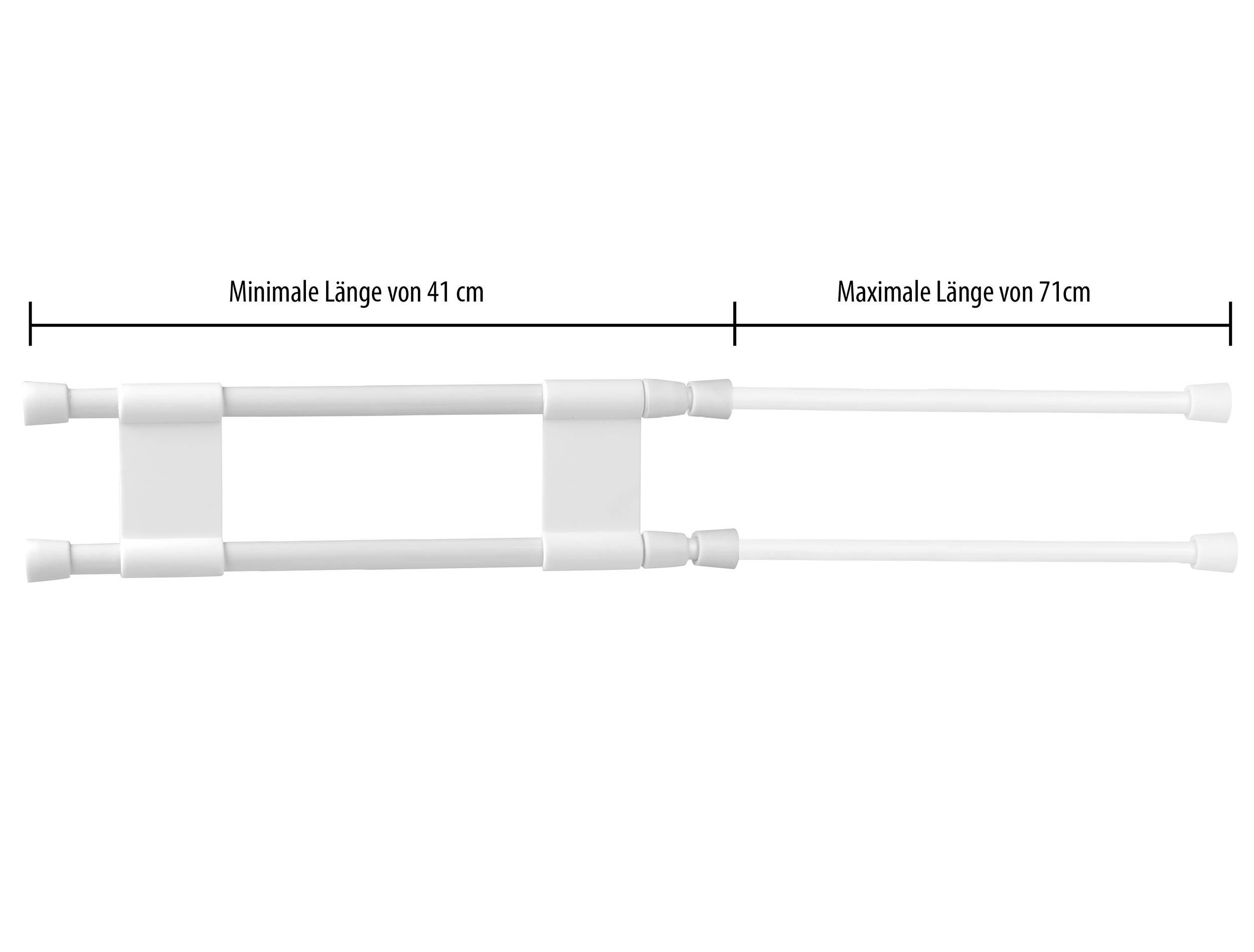 Chowana przyrząd o minimalnej długości 41 cm i maksymalnej długości 71 cm.