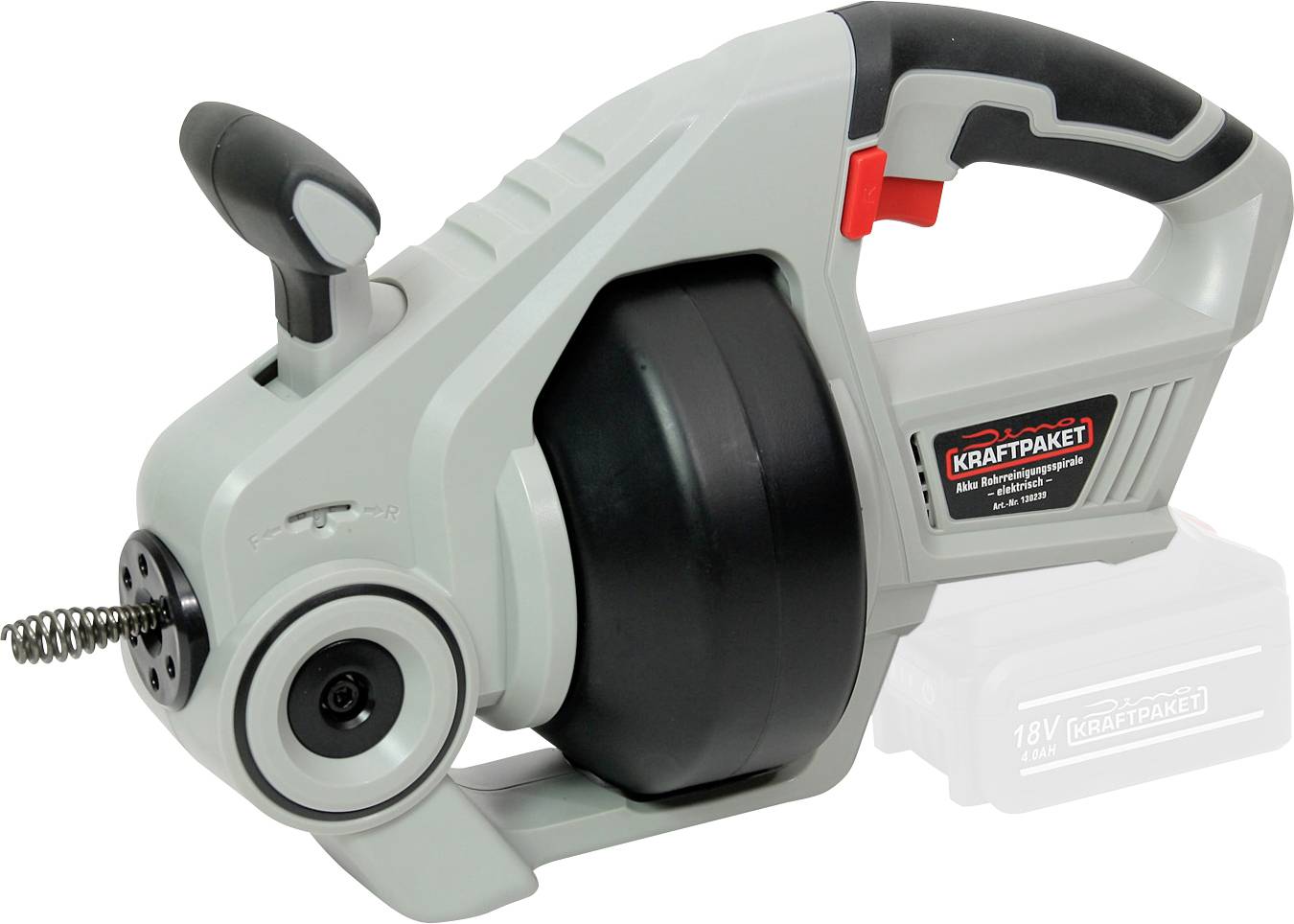 Пристрій для прочищення труб Dino KRAFTPAKET 18V-7m-15mm-450W-solo 130239