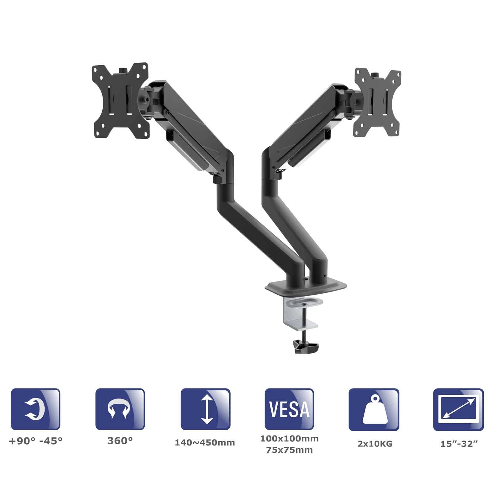 Кронштейн для монітора Akyga AK-MB-06, настільний, 81,3 см (32 дюйми), чорний, поворотний, портативний