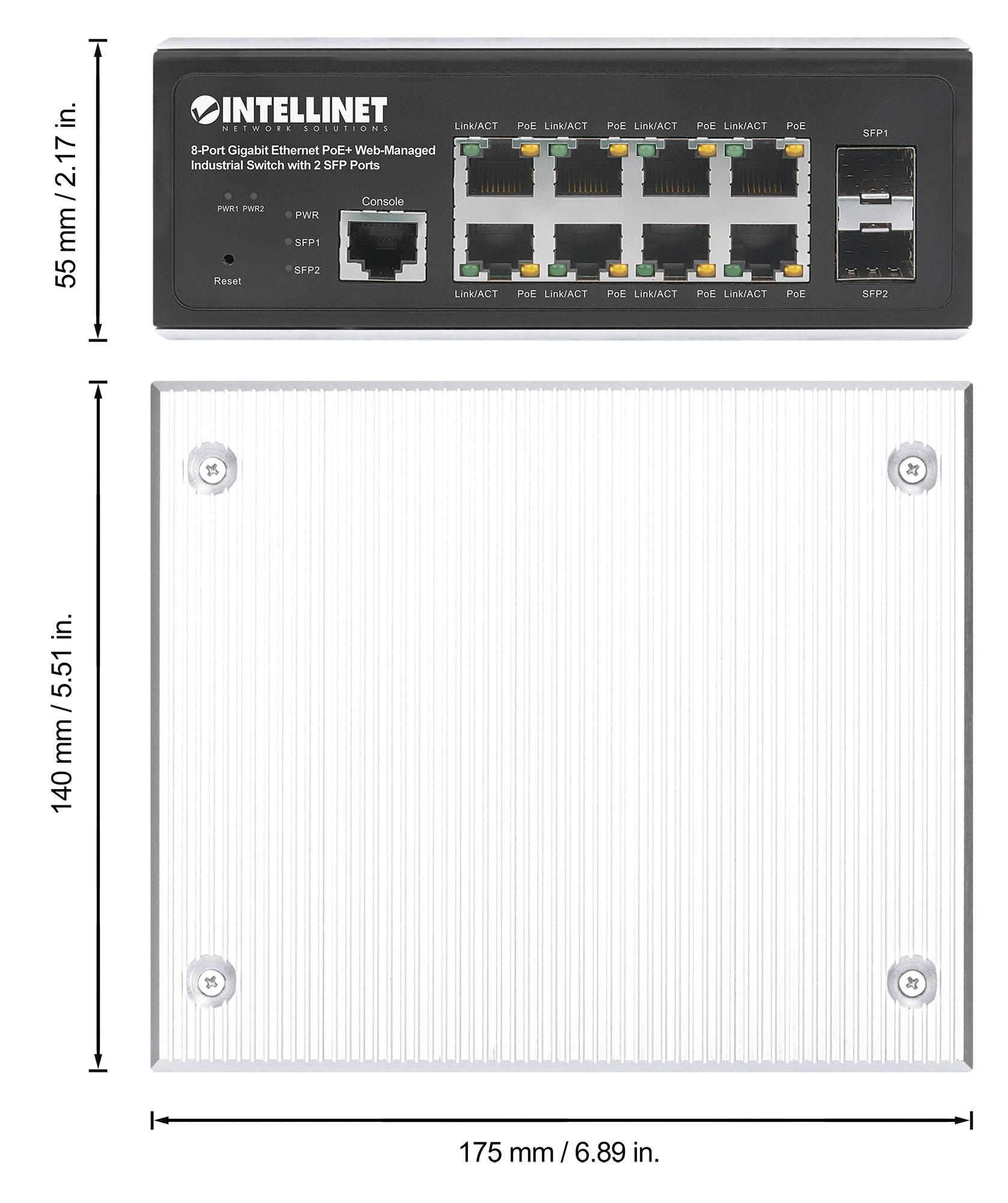 Intellinet 508278 Switch przemysłowy Ethernet 10 / 100 / 1000 MBit/s IEEE802.3af (15.4 W), IEEE802.3at (30 W)-1