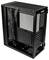 Pusty czarny obudowy komputerowej z otwartą boczną ścianką, prezentujący wnętrze przygotowane do montażu podzespołów komputerowych.