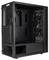 Czarna, pusta obudowa komputerowa z widocznymi wentylatorami z tyłu i na górze; odpowiednia do instalacji podzespołów komputerowych.
