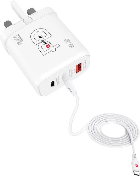 Зарядний пристрій Skross Power Charger 65W PD GaN Combo+ UK USB Charger 65W 1x USB-A, 2x USB-C® Power Delivery White House