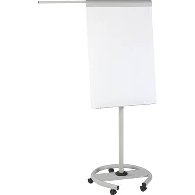 Pusta tablica flipchart na mobilnym statywie.