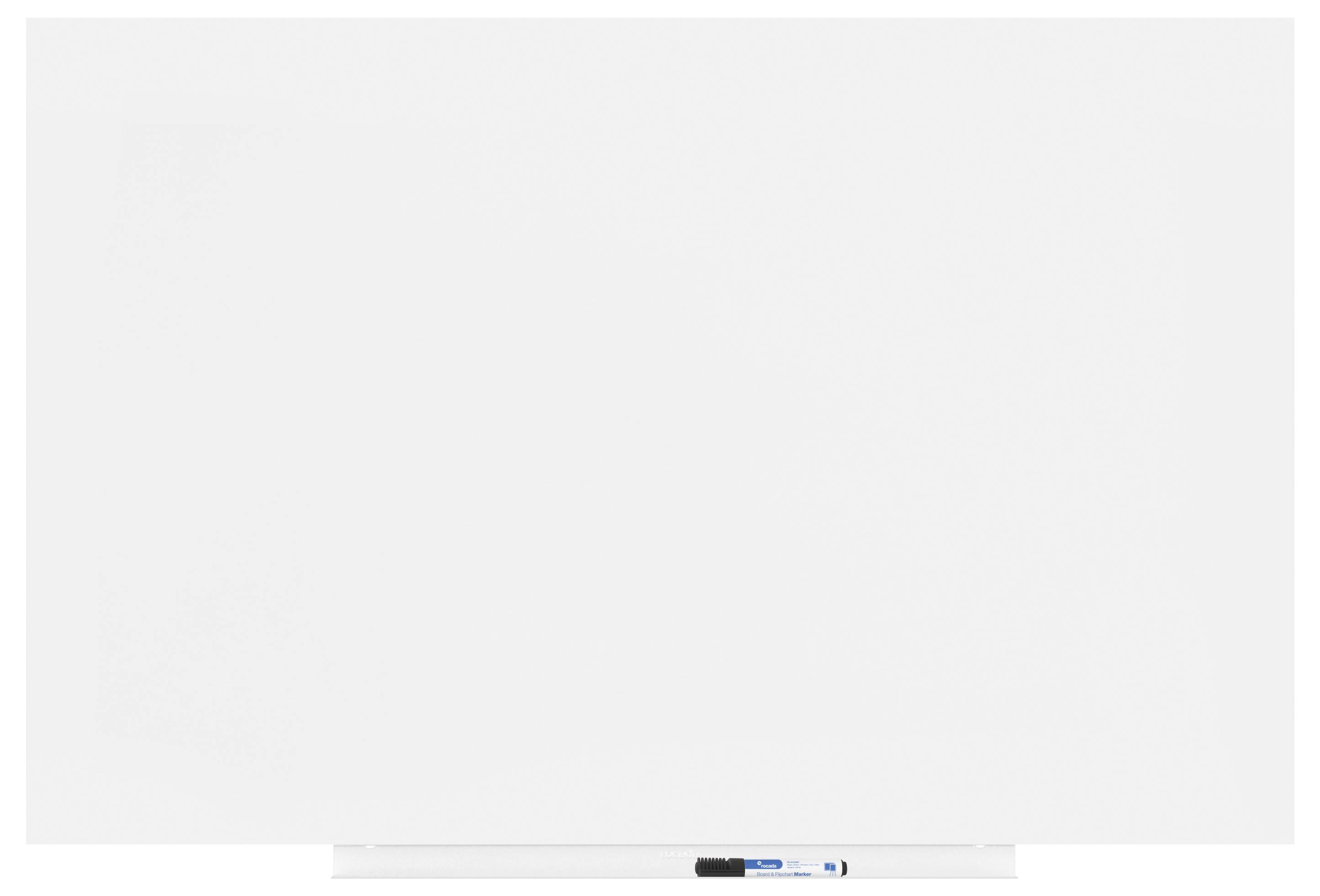 Pusta tablica whiteboard z dwoma markerami w uchwycie u dołu.