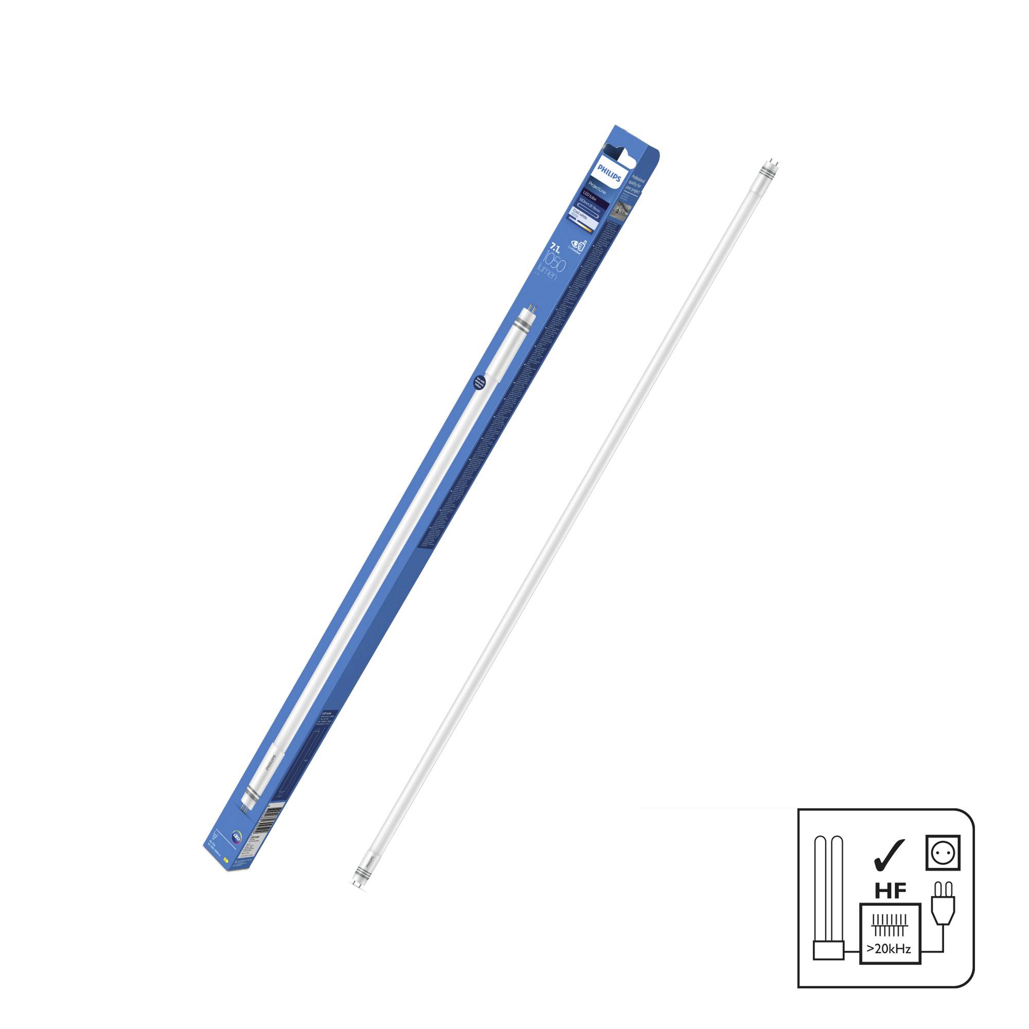 Rurka LED firmy Osram w niebieskim opakowaniu i rozpakowana obok niego. Nadaje się do podłączenia do sieci 230-240V. Odpowiednia do częstego użycia.