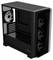 Czarna obudowa komputera z przezroczystym panelem bocznym. Wyposażona w cztery wentylatory, trzy z przodu i jeden z tyłu, zapewniające chłodzenie.