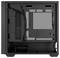 Czarna obudowa komputera z miejscem na płytę główną, zarządzanie kablami i montaż wentylatorów. Obudowa zaprojektowana dla optymalnej wentylacji.