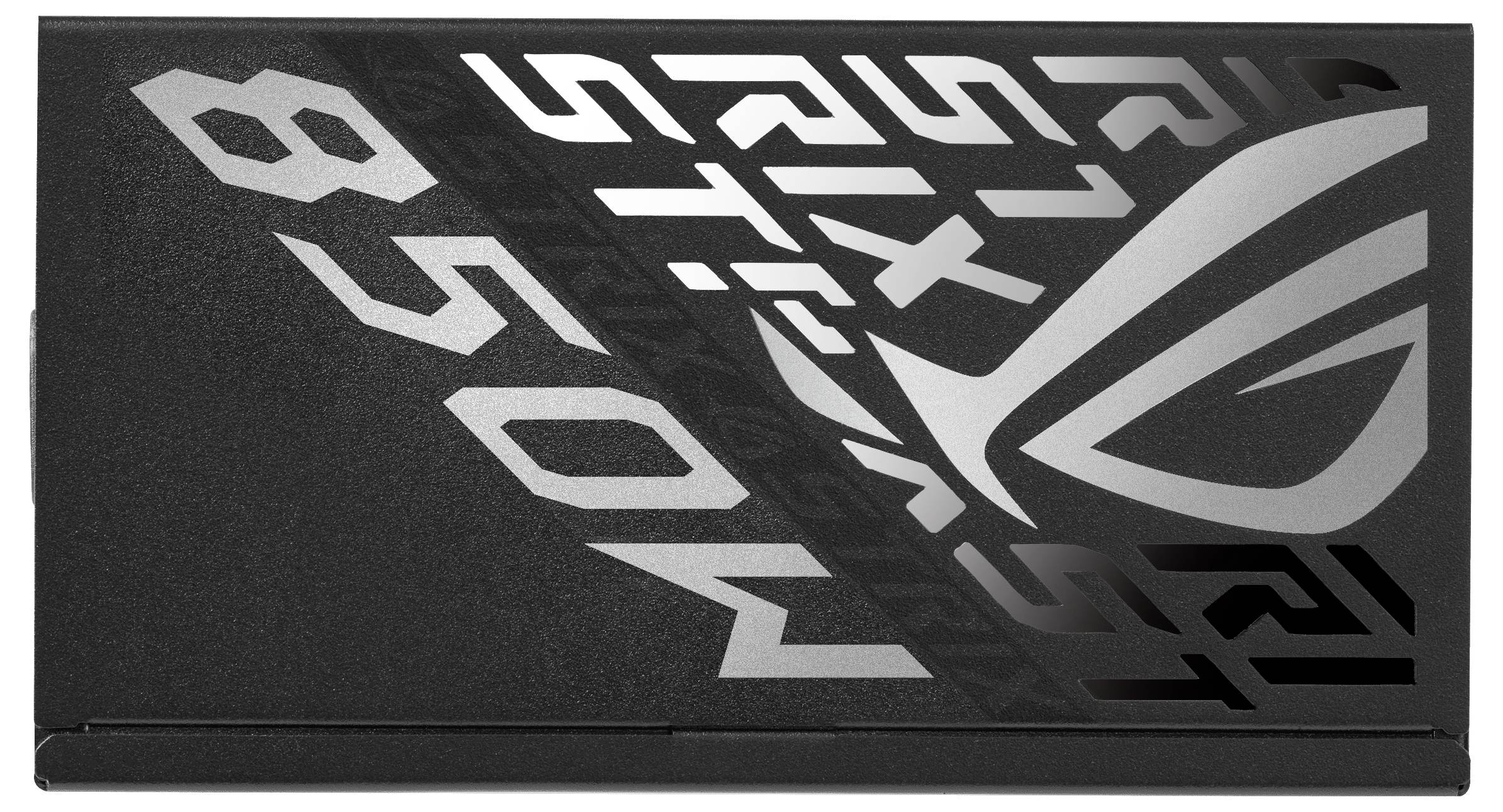 Czarna obudowa z wygrawerowanym stylizowanym tekstem i logo na powierzchni, poniżej napis '850W'. Wrażenie zaawansowanego projektu technologicznego.