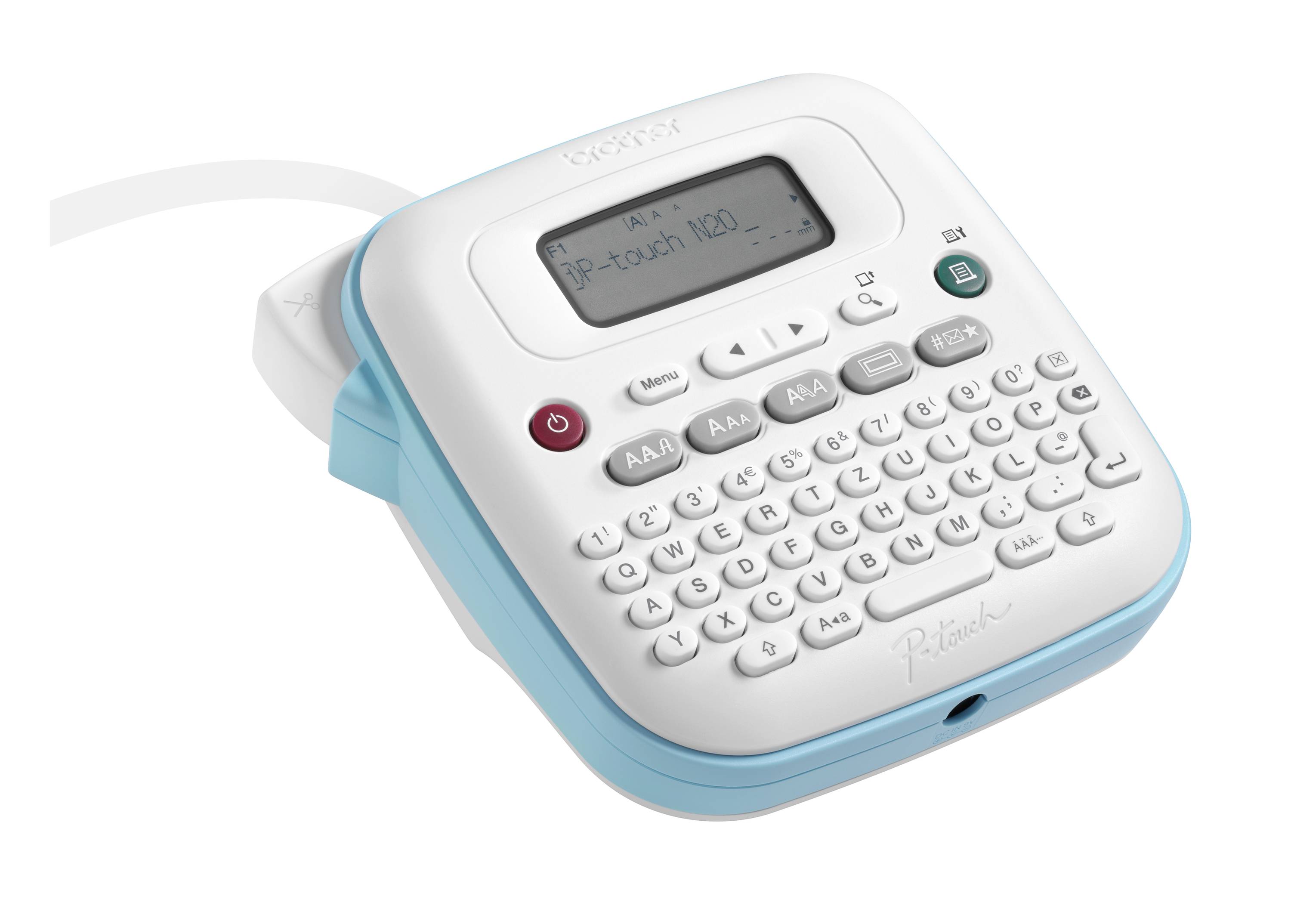 Elektroniczne urządzenie do oznaczania z klawiaturą QWERTZ i wyświetlaczem LCD, przeznaczone do tworzenia etykiet.