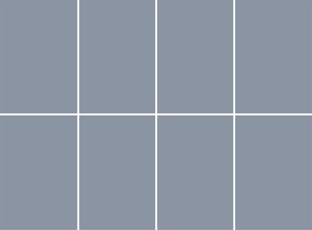 Osiem szarych kwadratów, równomiernie rozmieszczonych w siatce złożonej z dwóch rzędów i czterech kolumn.