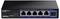 'Przełącznik wielogigabitowy TRENDnet, model TEG-S350, z pięcioma portami Ethernet i gniazdem SFP+ z przodu.'