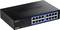 Czarny przełącznik TRENDnet Gigabit TEG-S170 z 16 portami Ethernet i wskaźnikami statusu na przedniej części.
