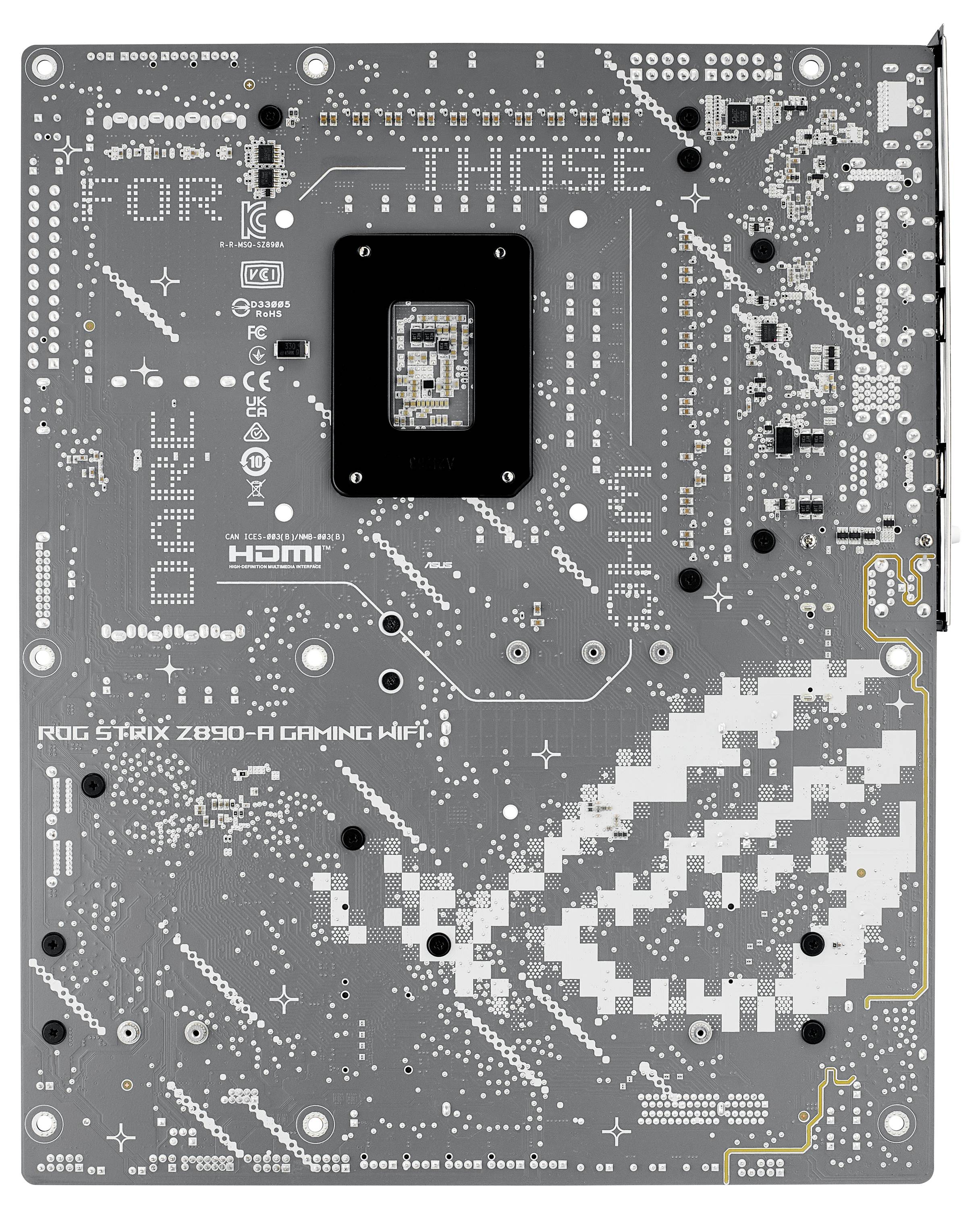 Płyta główna z różnymi złączami i obwodami, oznaczona napisem 'ROG Strix Z690-A Gaming WiFi'.