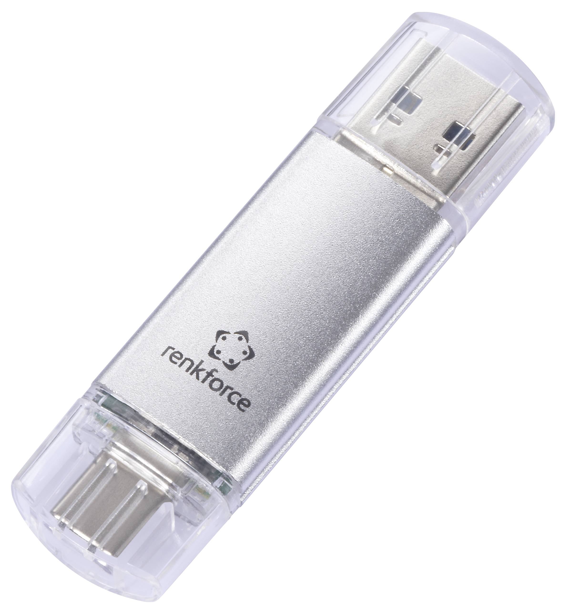 USB-флеш-накопичувач Renkforce RF-USBOS-220 32 ГБ сріблястого кольору RF-6684362 USB-A, USB-C®