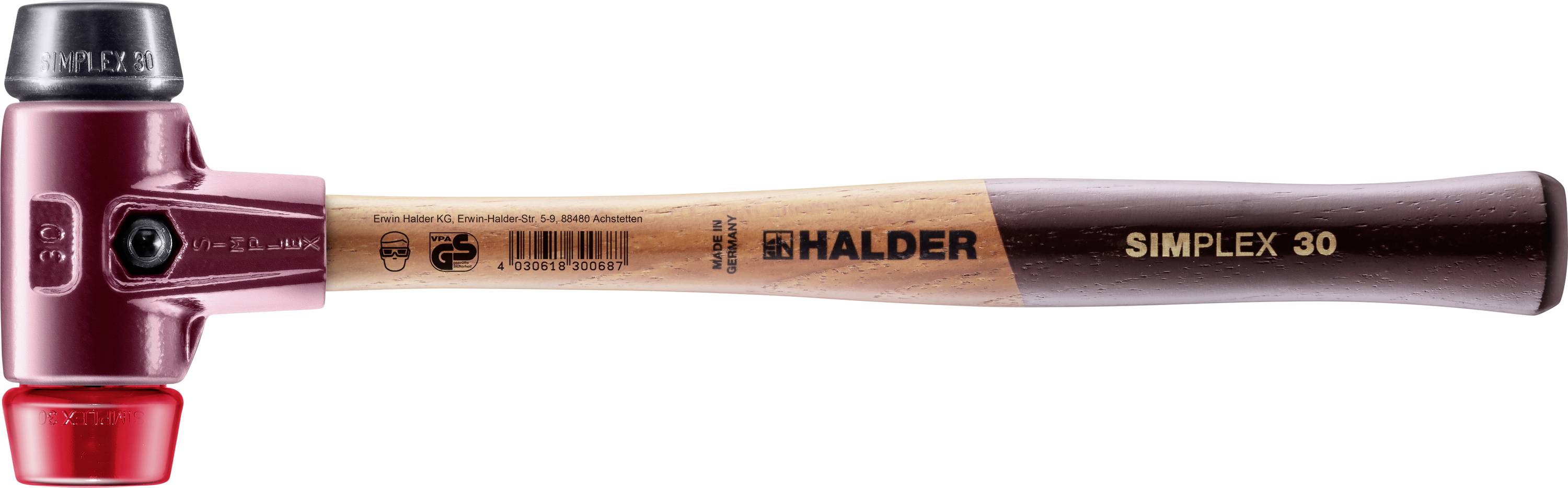 Гумовий молоток (м'який) Halder SIMPLEX 3026.030 ергономічна ручка, твердий, середньої твердості 345 г 295 мм 1 шт.