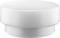 Biały, okrągły pokrywka z płaską powierzchnią górną i szerokim rantem.