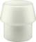 Biały plastikowy stopka meblowa o kształcie cylindrycznym z lekko zaokrągloną górną powierzchnią.