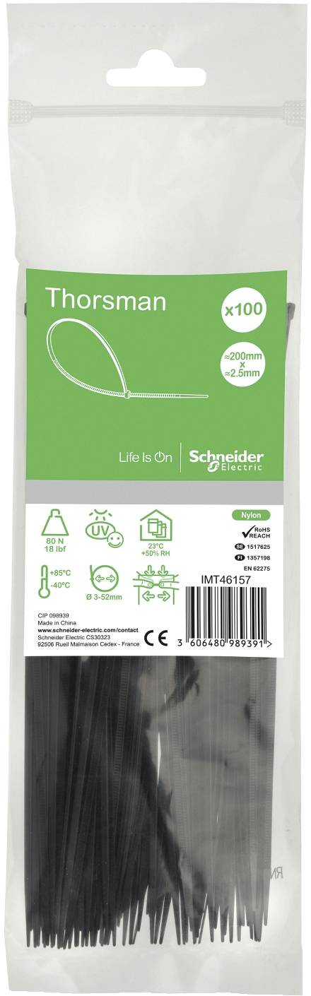 Schneider Electric IMT46410 Opaska kablowa 200 mm 2.5 mm stabilizacja UV 100 szt.-2