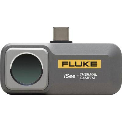 Kamera termowizyjna USB-C z napisem 'FLUKE iSee Thermal Camera', przeznaczona do wykrywania różnic temperatury w zastosowaniach technicznych.