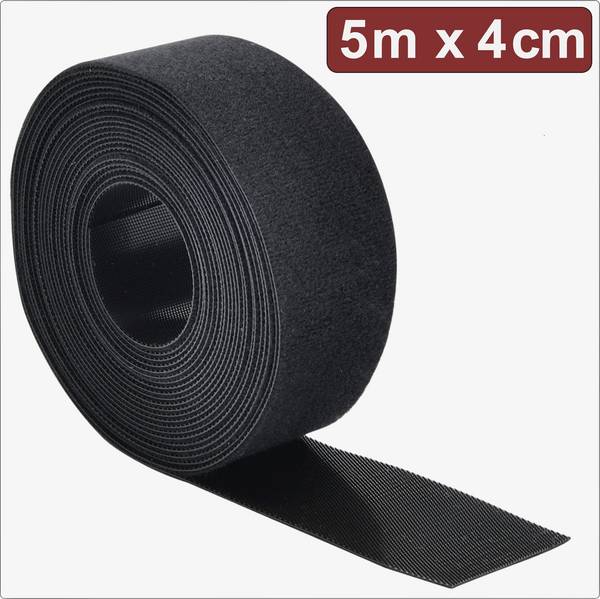 Quadrios 24CA309 Taśma rzepowa do wiązania element z pętelkami i haczykami (D x S) 5 m x 4 cm czarny 5 m