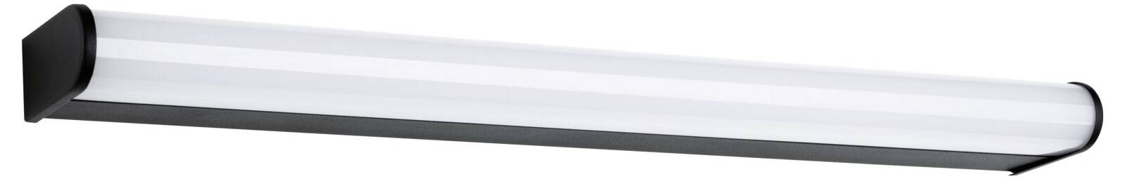 Lampa sufitowa LED z czarną obudową i białym, długim dyfuzorem, idealna do nowoczesnych wnętrz, zapewniająca równomierne oświetlenie.