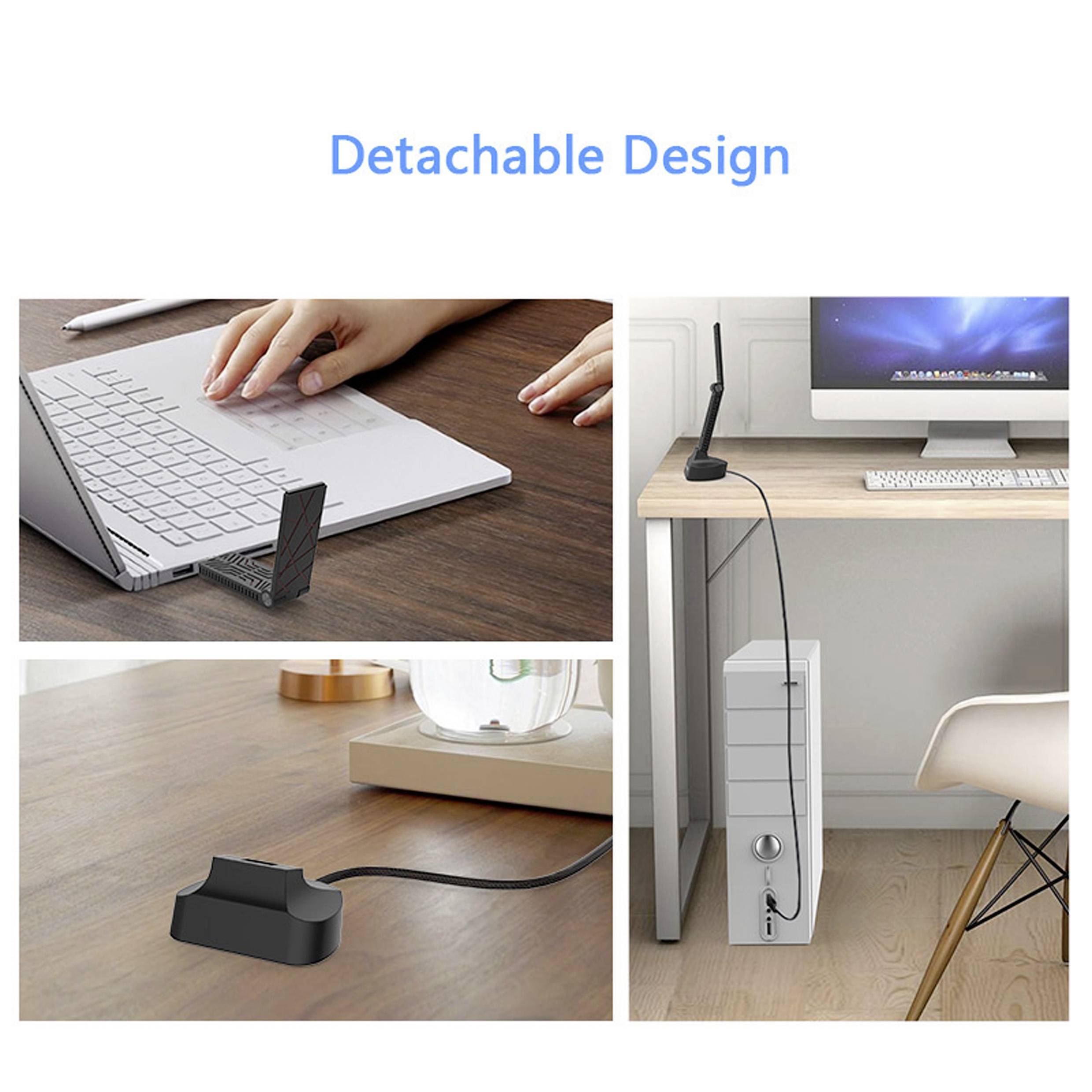 Modułowy design: klawiatura z zdejmowaną pokrywą, filtr przeciwkurzowy na krawędzi biurka, rozwiązanie do zarządzania kablami pod biurkiem.