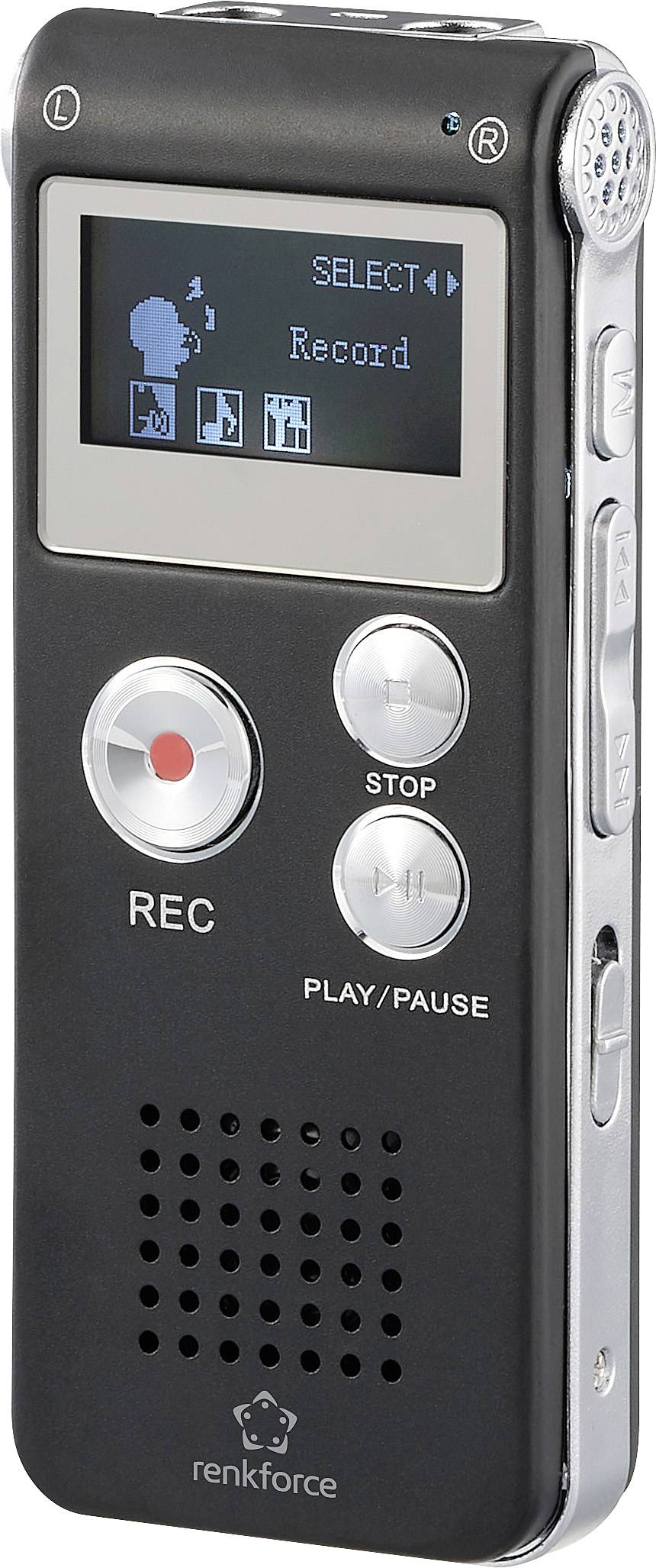 Цифровий диктофон Renkforce RF-DVR-L169 RF-6691332, 8 ГБ, час запису (макс.): 25 год