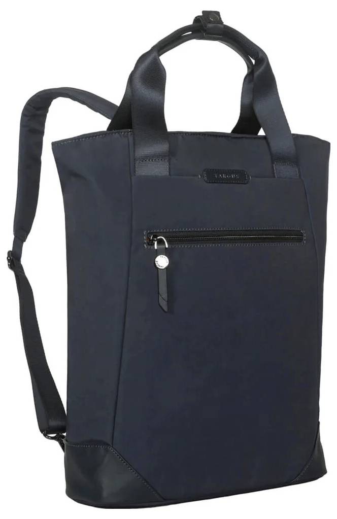 Czarny plecak z dwoma uchwytami i kieszenią z przodu. Torba posiada srebrny zamek błyskawiczny zapewniający dodatkową przestrzeń do przechowywania.