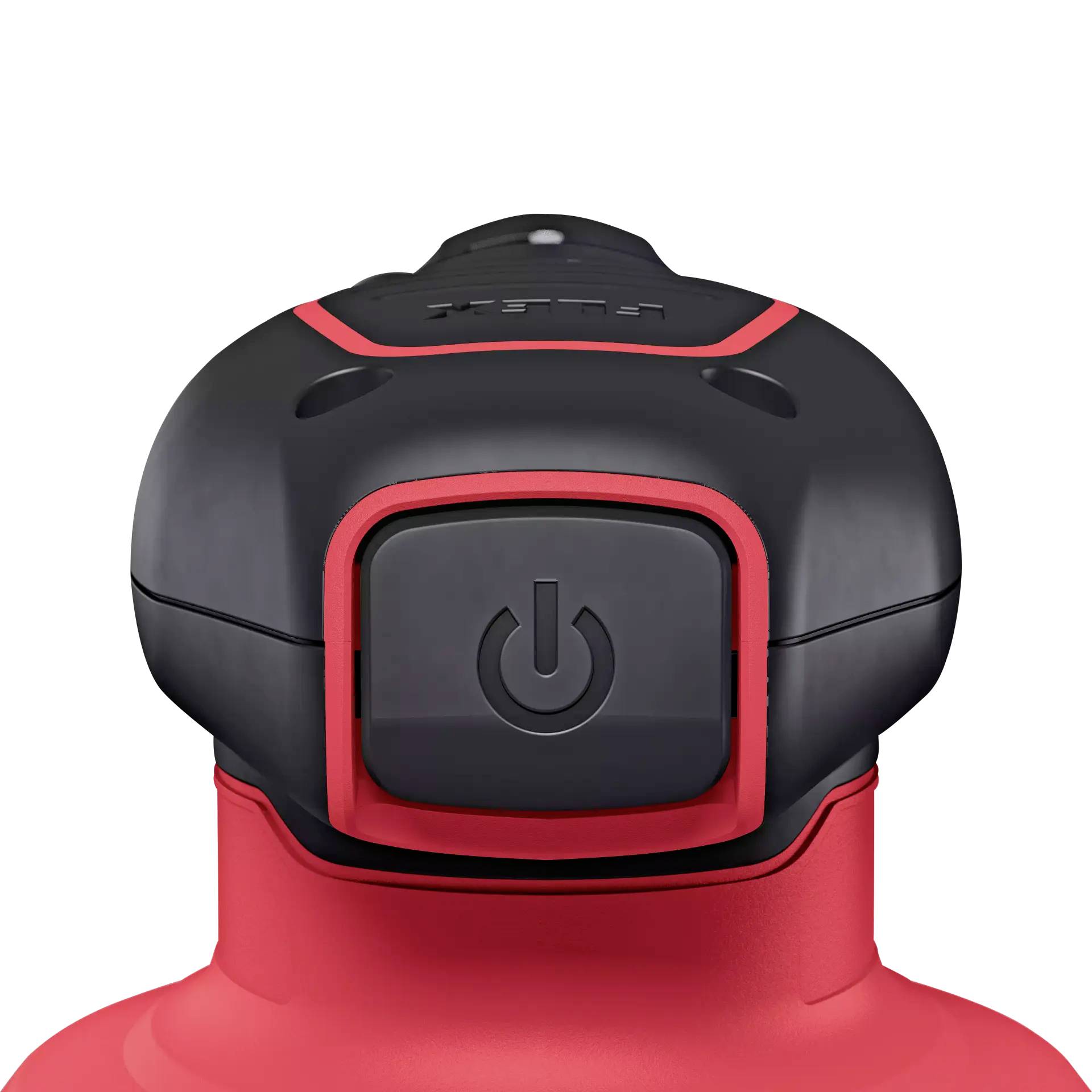 Czerwony korek termiczny z czarnym, centralnie umieszczonym przyciskiem do łatwego otwierania i zamykania butelki.