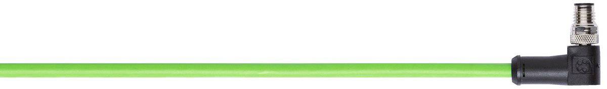 Zielony kabel z wtyczką kątową po prawej stronie, prezentujący czystę łączność i stabilność w zastosowaniach przemysłowych.