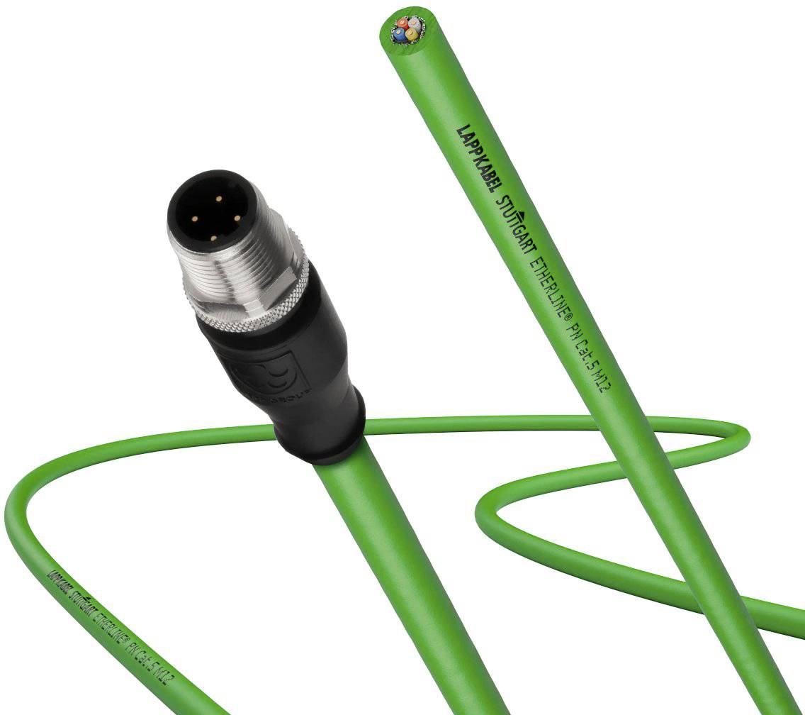 Zielony kabel z czarną wtyczką, z napisem 'ÖLFLEX' i osłoną ochronną do zastosowań przemysłowych.