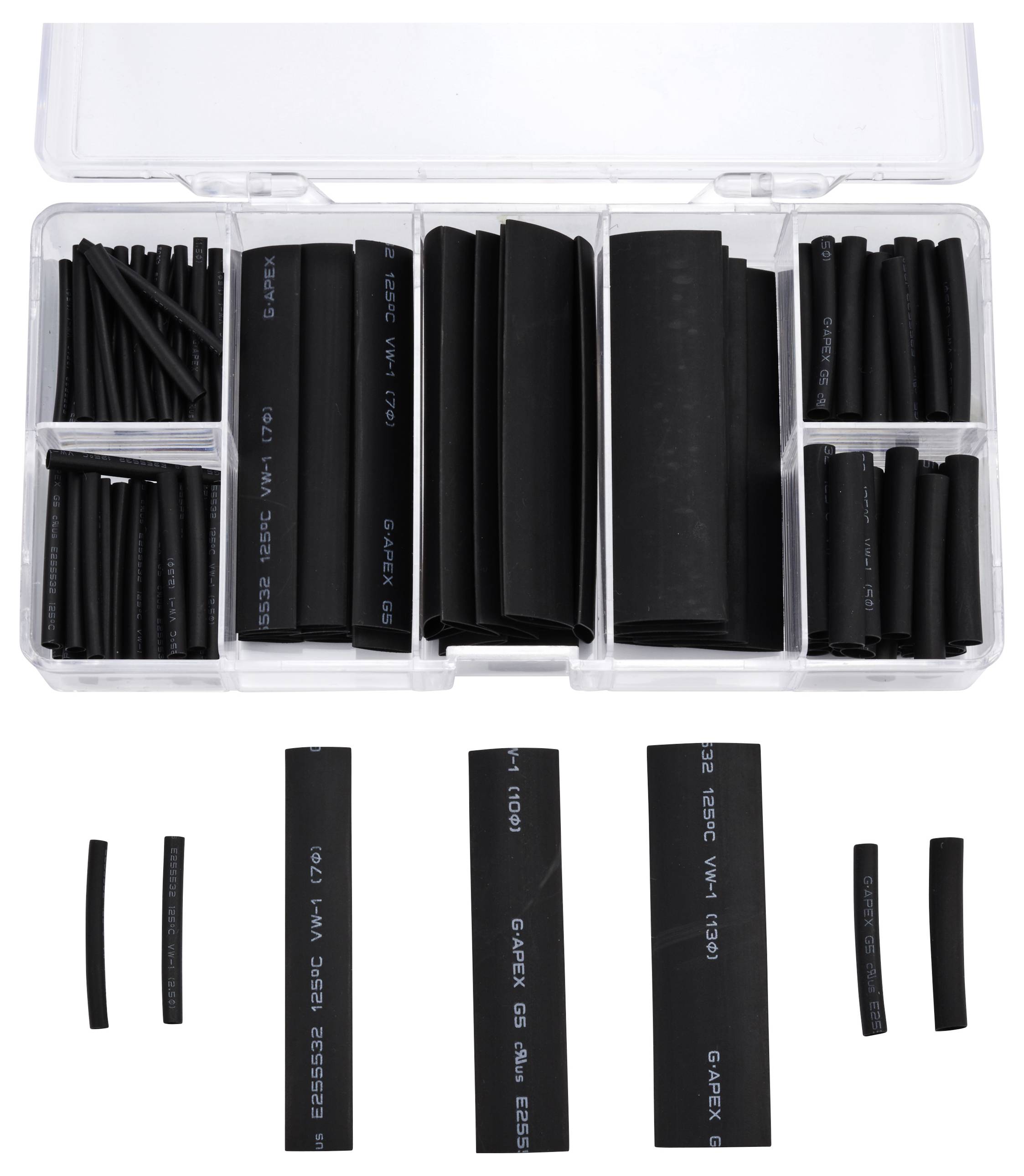 TRU COMPONENTS TC-13388828 Комплект термоусадочных трубок, 2:1, 127 шт.