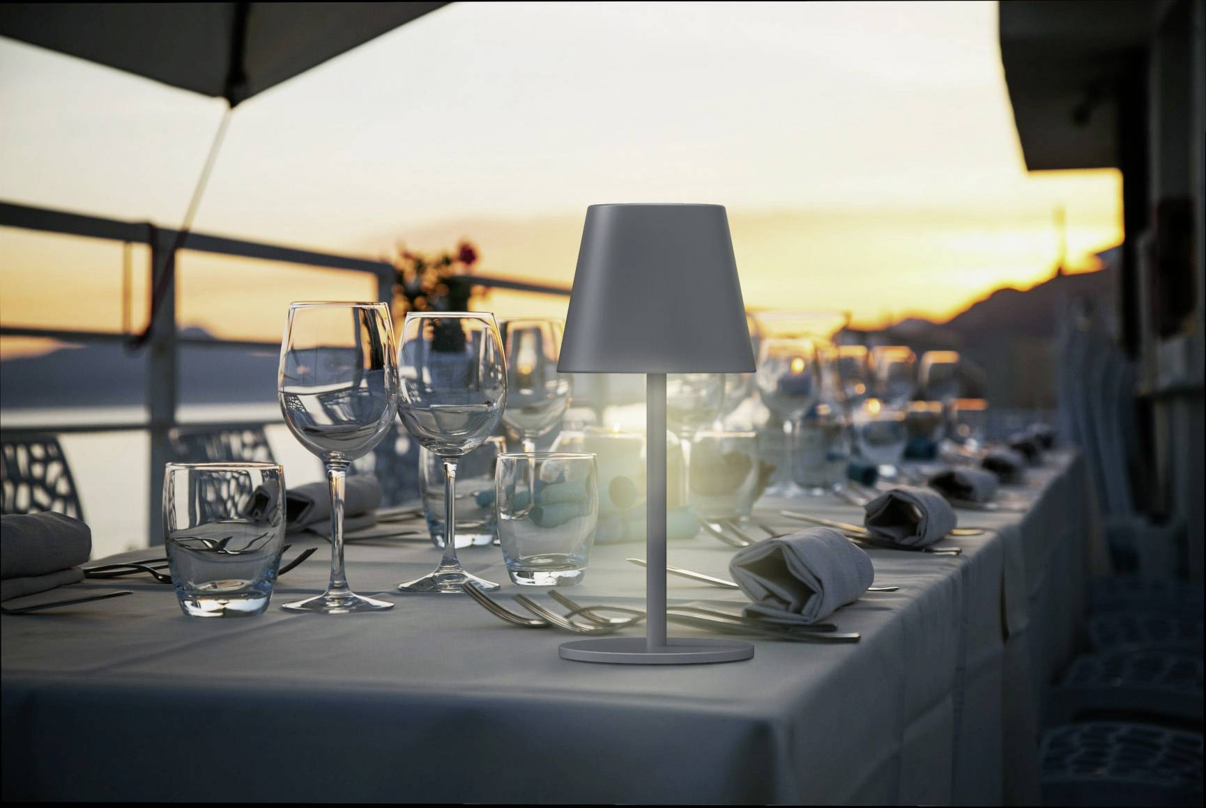 Акумуляторна настільна лампа m-e modern-electronics LUNA-80 G 41435 LED постійно вбудована 3 Вт сіра