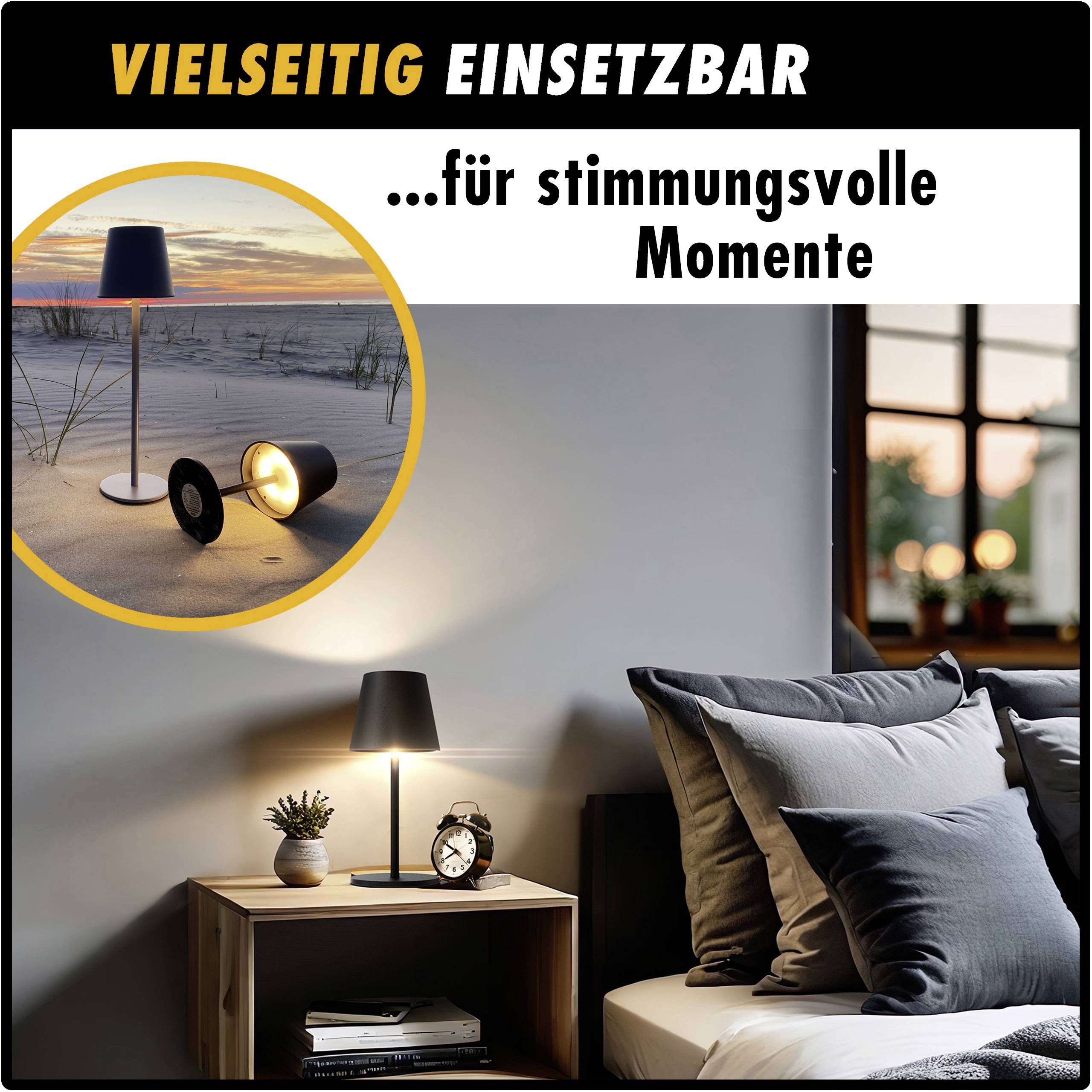 Akumulatorowa lampka stołowa m-e modern-electronics LUNA-80 S 41436 LED wbudowany na stałe 3 W czarny-4