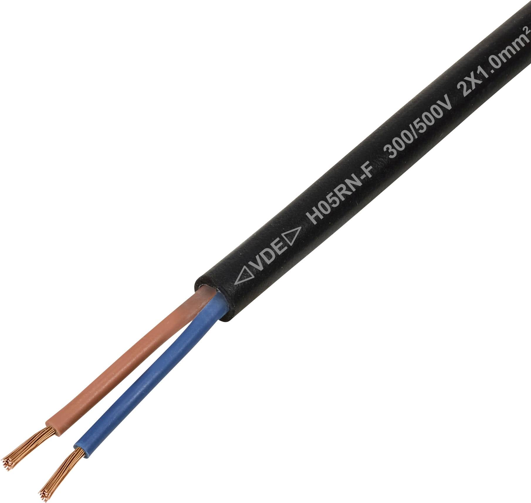 Кабель у гумовій оболонці TRU COMPONENTS TC-13389168, 2 x 1 мм², 50 м, чорний